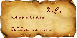 Kohajda Cintia névjegykártya